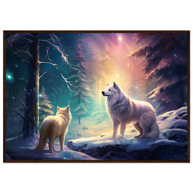 Enchanting Snowy Forest Premium Matte Paper Wooden Framed Poster