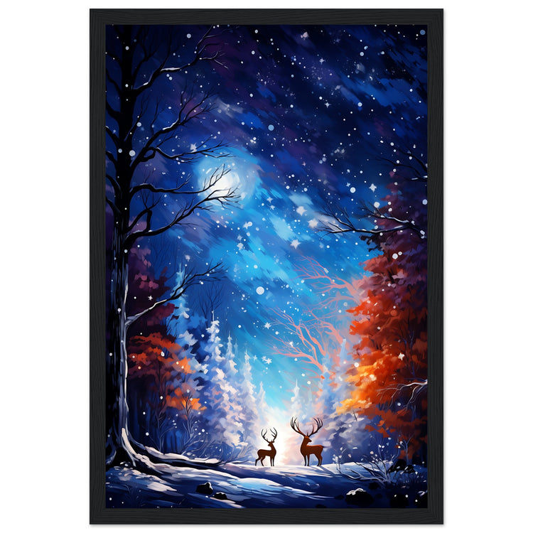 Enchanting snowy forest Premium Matte Paper Wooden Framed Poster