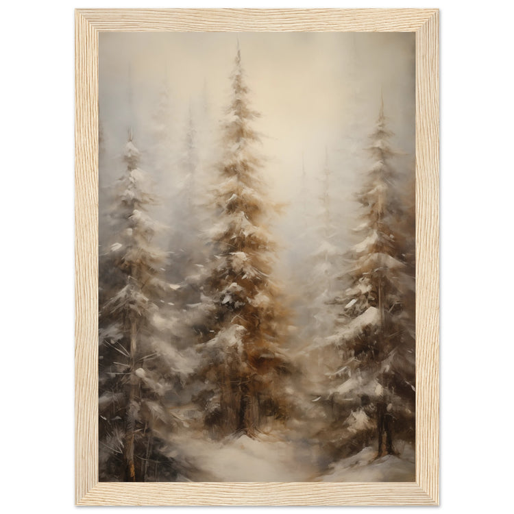 Vintage Winter Forest Premium Matte Paper Wooden Framed Poster