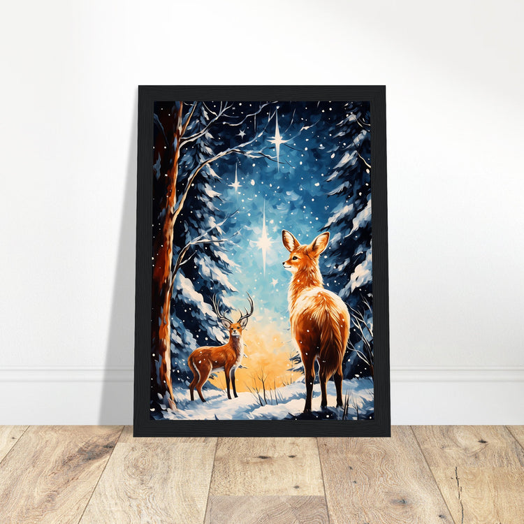 Enchanting snowy forest Premium Matte Paper Wooden Framed Poster