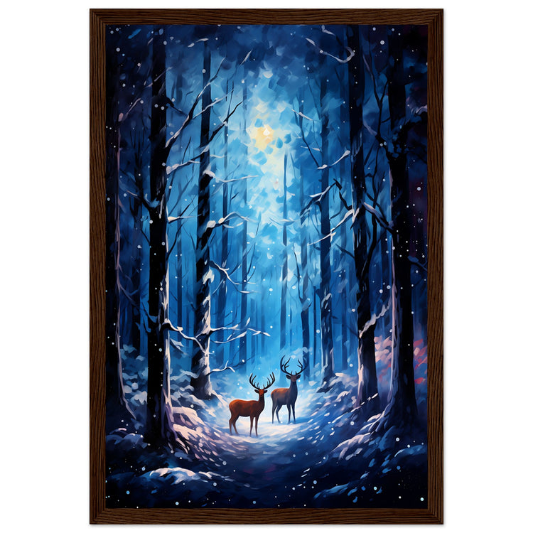 Enchanting snowy forest Premium Matte Paper Wooden Framed Poster