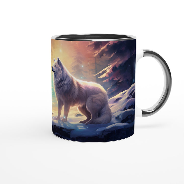 Enchanting Snowy Forest White 11oz Ceramic Mug with Color Inside