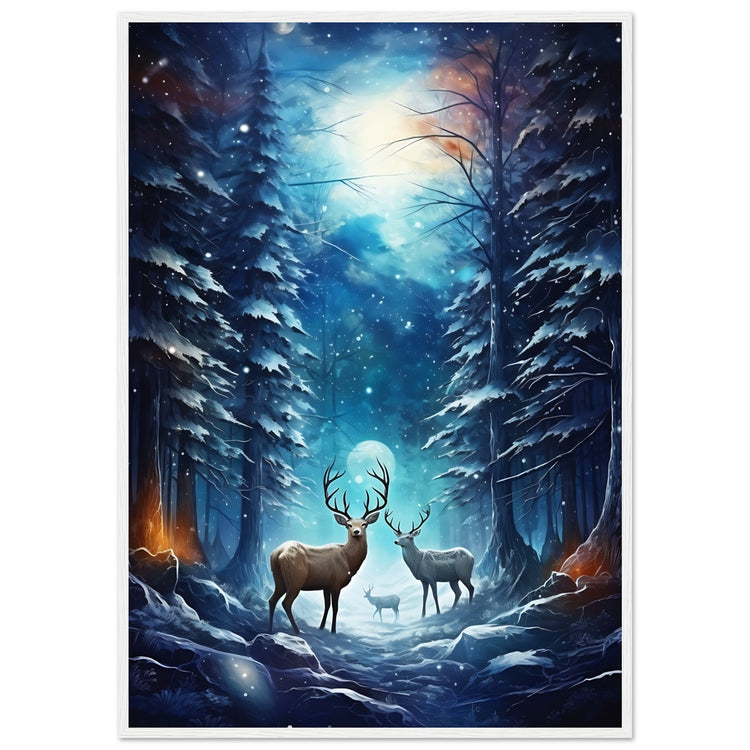 Enchanting snowy forest Premium Matte Paper Wooden Framed Poster