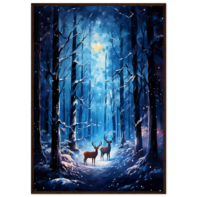 Enchanting snowy forest Premium Matte Paper Wooden Framed Poster