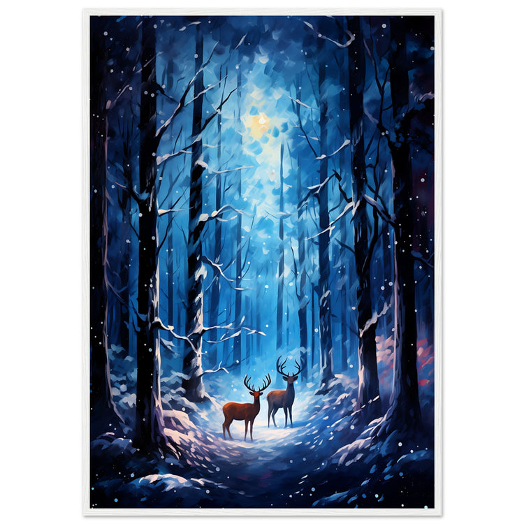 Enchanting snowy forest Premium Matte Paper Wooden Framed Poster