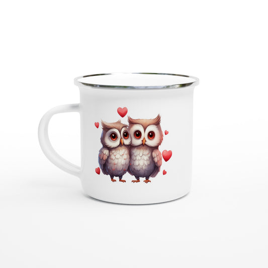 Love Owls White 12oz Enamel Mug