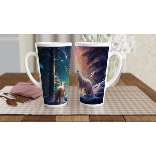 Enchanting Snowy Forest White Latte 17oz Ceramic Mug