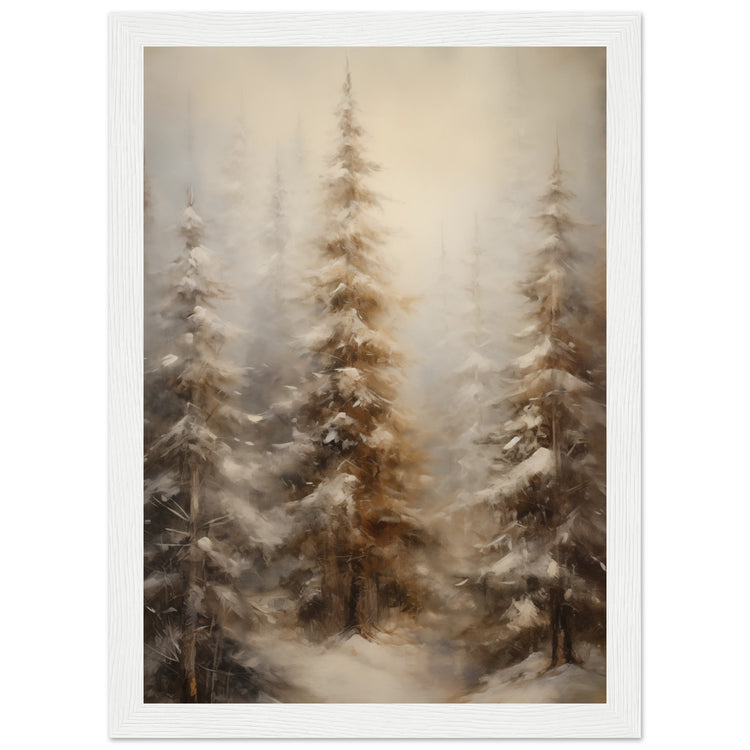 Vintage Winter Forest Premium Matte Paper Wooden Framed Poster