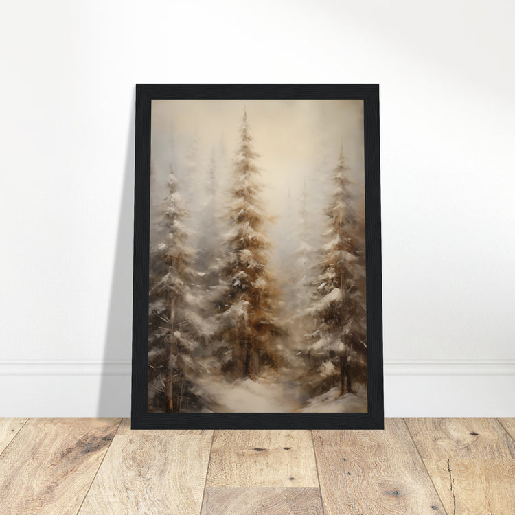 Vintage Winter Forest Premium Matte Paper Wooden Framed Poster