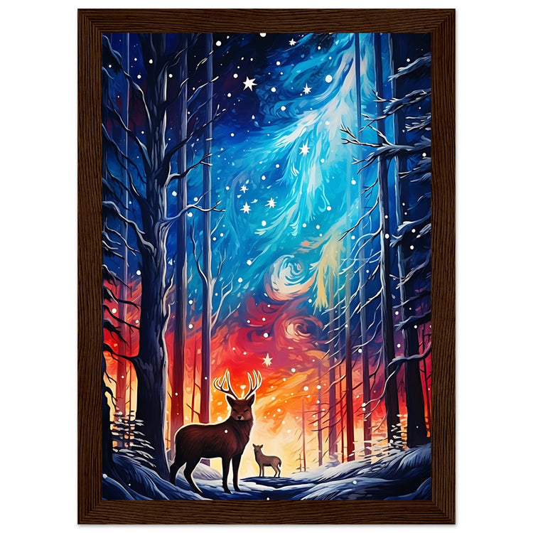 Enchanting snowy forest Premium Matte Paper Wooden Framed Poster