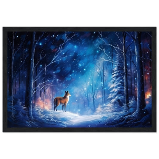 Enchanting Snowy Forest Premium Matte Paper Wooden Framed Poster