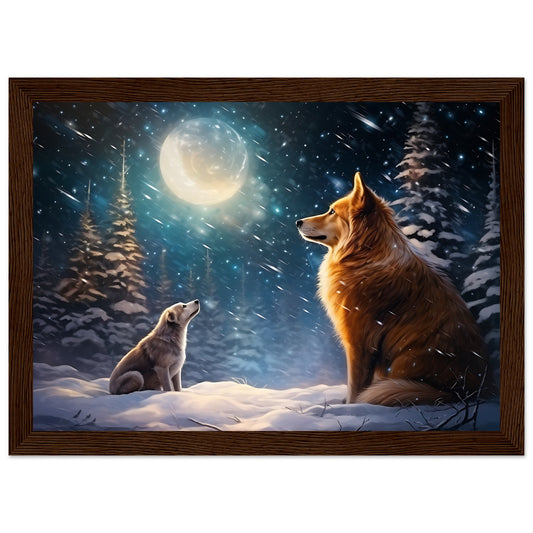 Enchanting Snowy Forest Premium Matte Paper Wooden Framed Poster