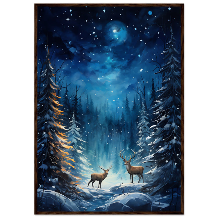 Enchanting snowy forest Premium Matte Paper Wooden Framed Poster