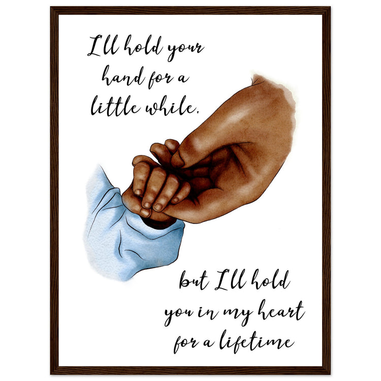 Mother baby hand Premium Matte Paper Wooden Framed Poster