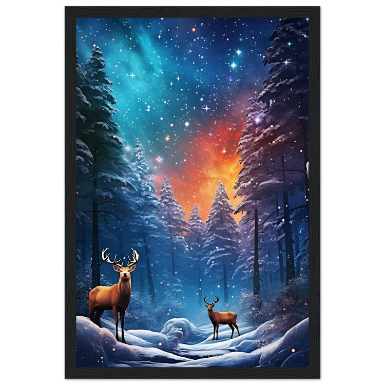 Enchanting snowy forest Premium Matte Paper Wooden Framed Poster