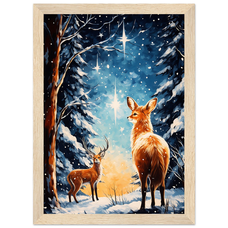 Enchanting snowy forest Premium Matte Paper Wooden Framed Poster