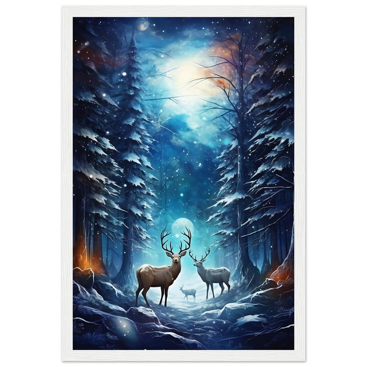 Enchanting snowy forest Premium Matte Paper Wooden Framed Poster