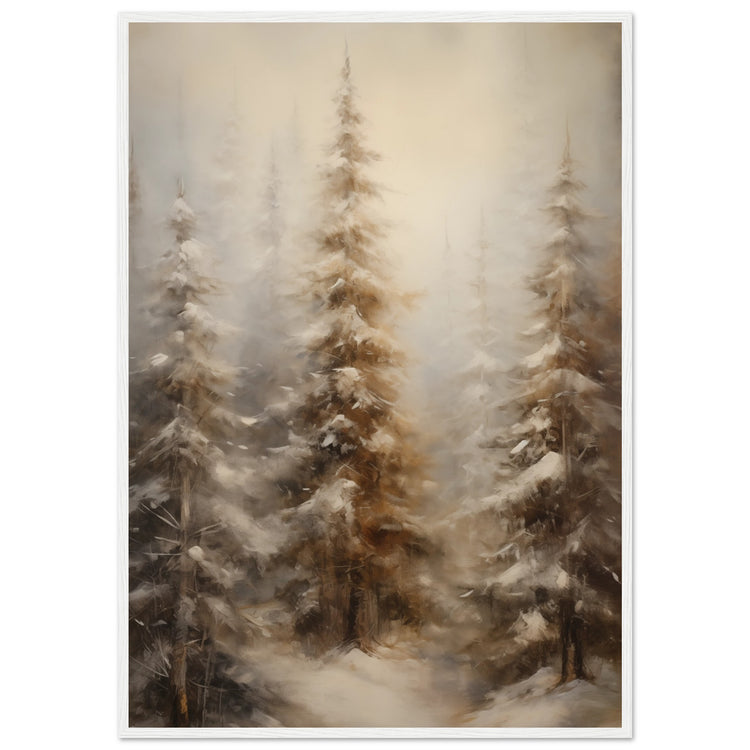 Vintage Winter Forest Premium Matte Paper Wooden Framed Poster