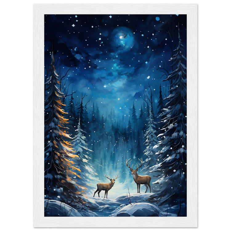 Enchanting snowy forest Premium Matte Paper Wooden Framed Poster