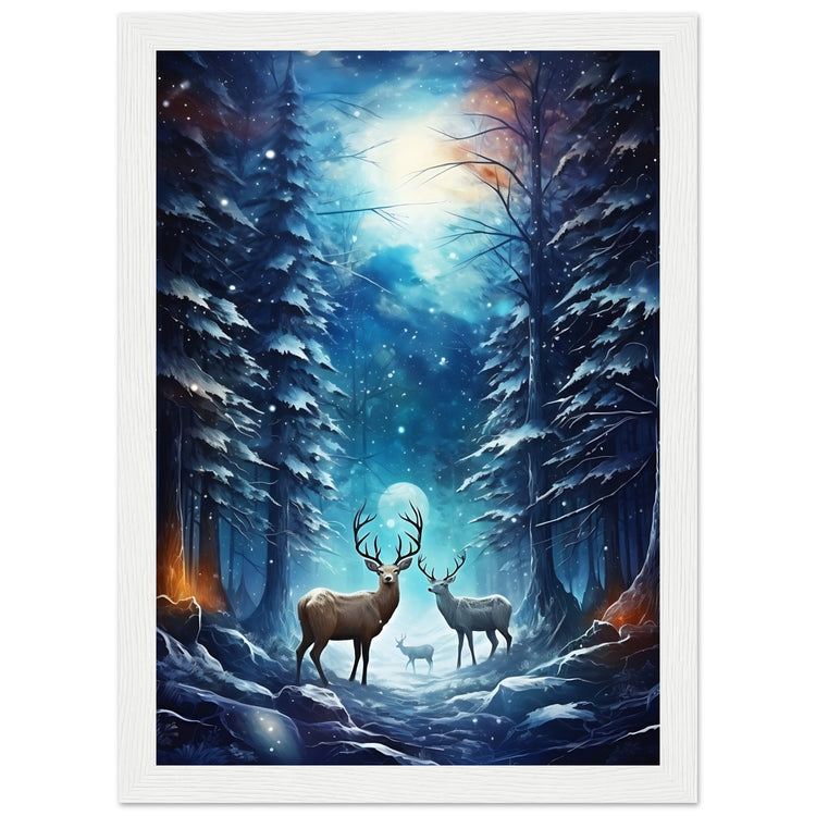 Enchanting snowy forest Premium Matte Paper Wooden Framed Poster