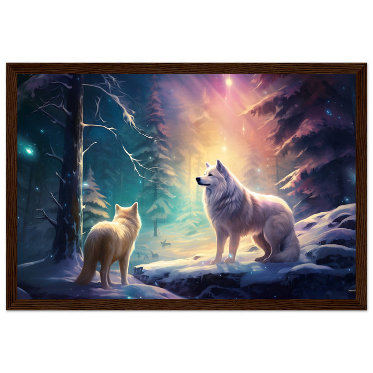 Enchanting Snowy Forest Premium Matte Paper Wooden Framed Poster