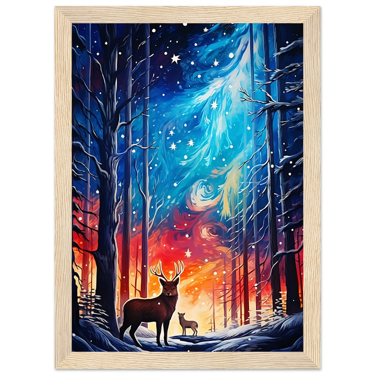 Enchanting snowy forest Premium Matte Paper Wooden Framed Poster