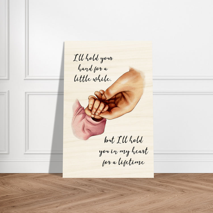 Mother baby hand Wood Prints