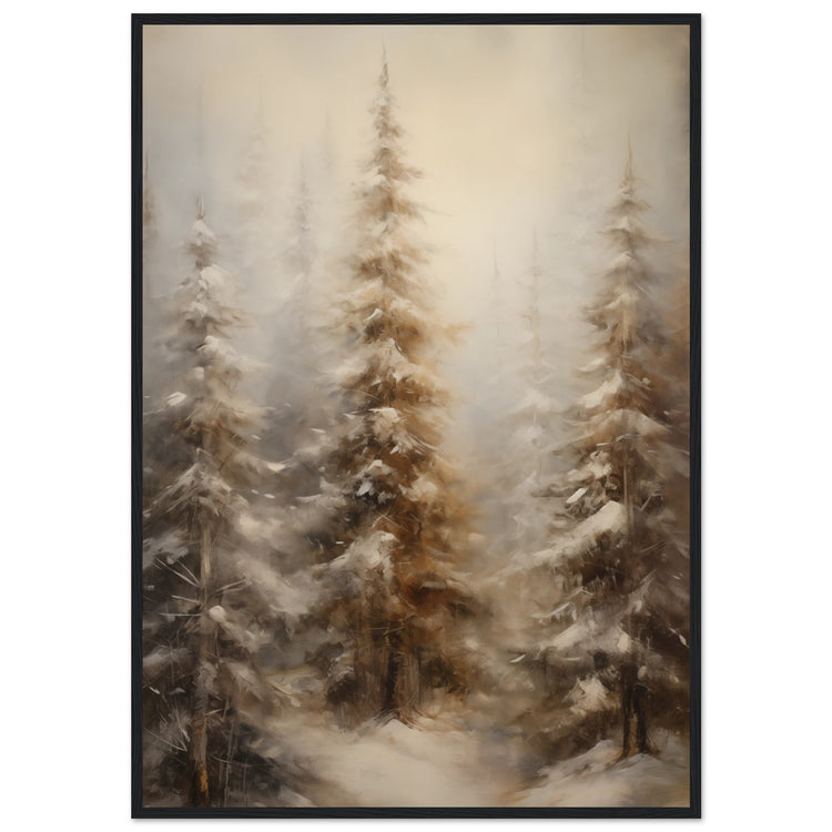 Vintage Winter Forest Premium Matte Paper Wooden Framed Poster