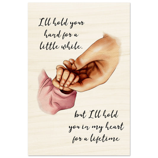 Mother baby hand Wood Prints