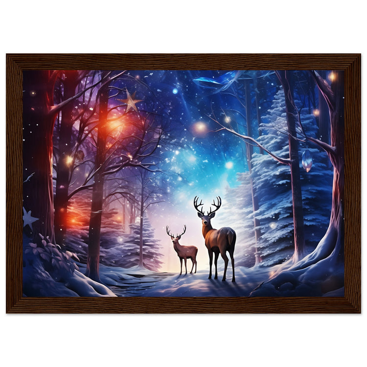 Enchanting Snowy Forest Premium Matte Paper Wooden Framed Poster