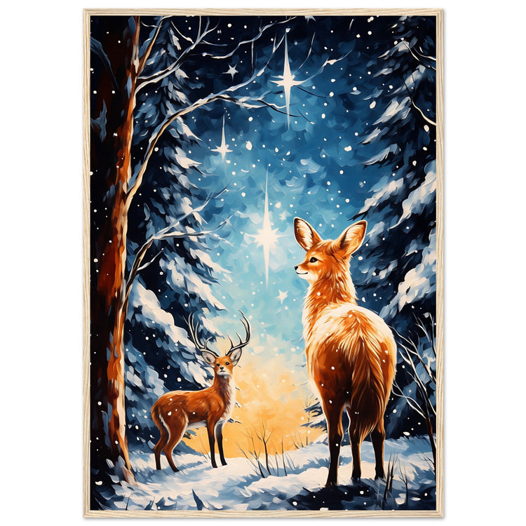 Enchanting snowy forest Premium Matte Paper Wooden Framed Poster