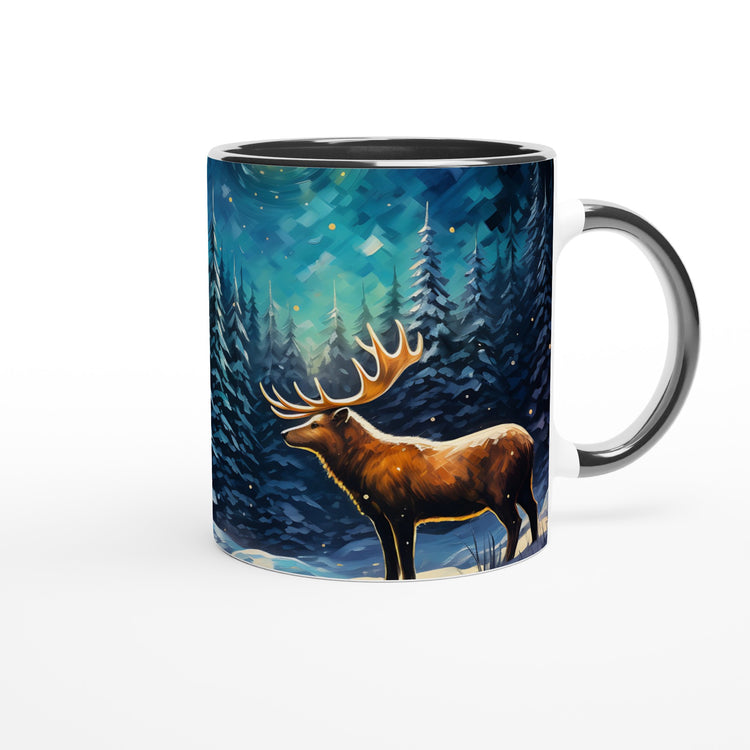 Enchanting Snowy Forest White 11oz Ceramic Mug with Color Inside