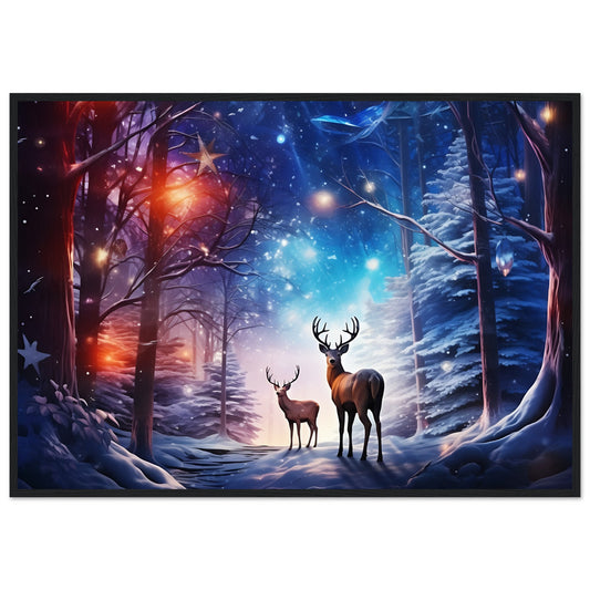 Enchanting Snowy Forest Premium Matte Paper Wooden Framed Poster