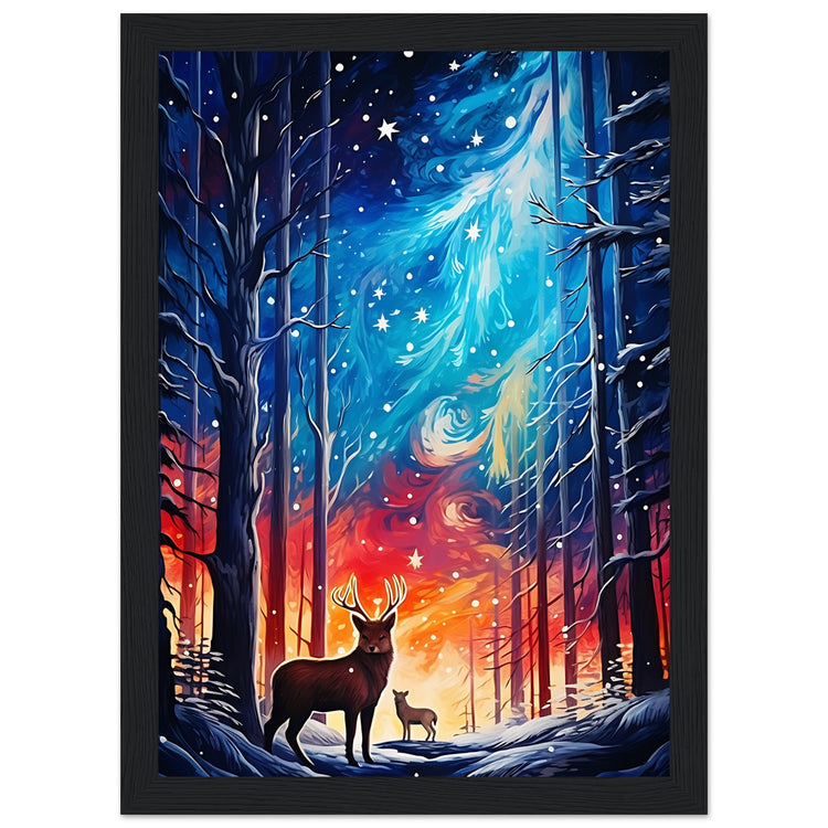 Enchanting snowy forest Premium Matte Paper Wooden Framed Poster