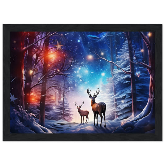 Enchanting Snowy Forest Premium Matte Paper Wooden Framed Poster