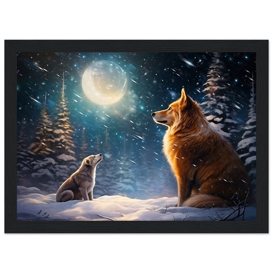 Enchanting Snowy Forest Premium Matte Paper Wooden Framed Poster