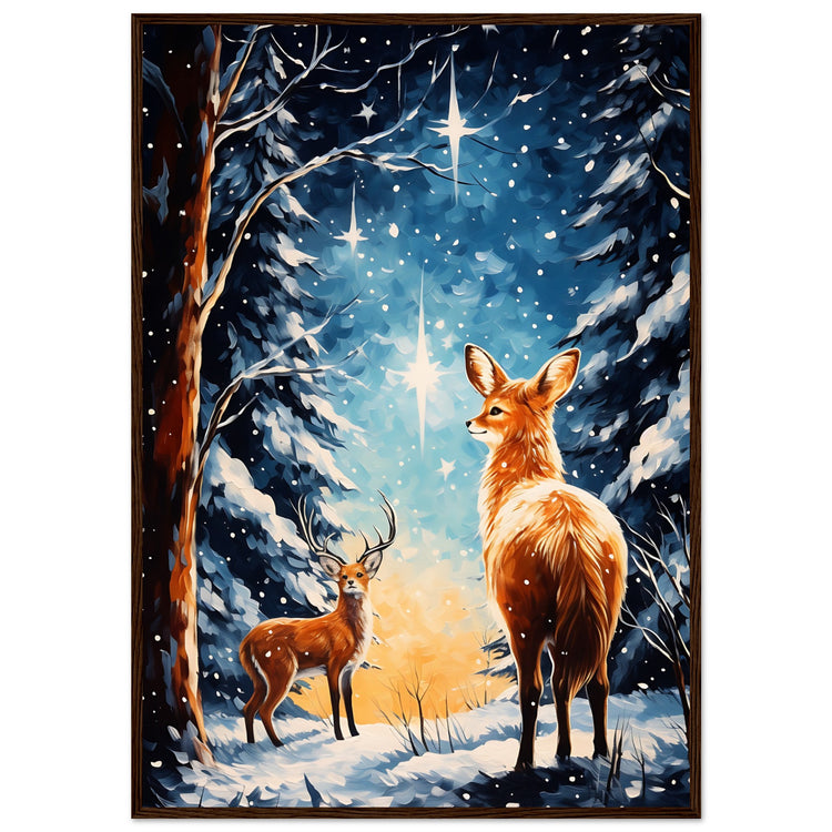 Enchanting snowy forest Premium Matte Paper Wooden Framed Poster