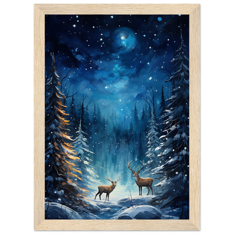 Enchanting snowy forest Premium Matte Paper Wooden Framed Poster