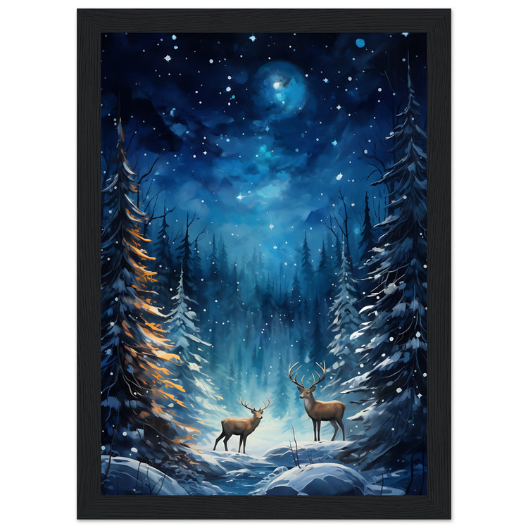 Enchanting snowy forest Premium Matte Paper Wooden Framed Poster