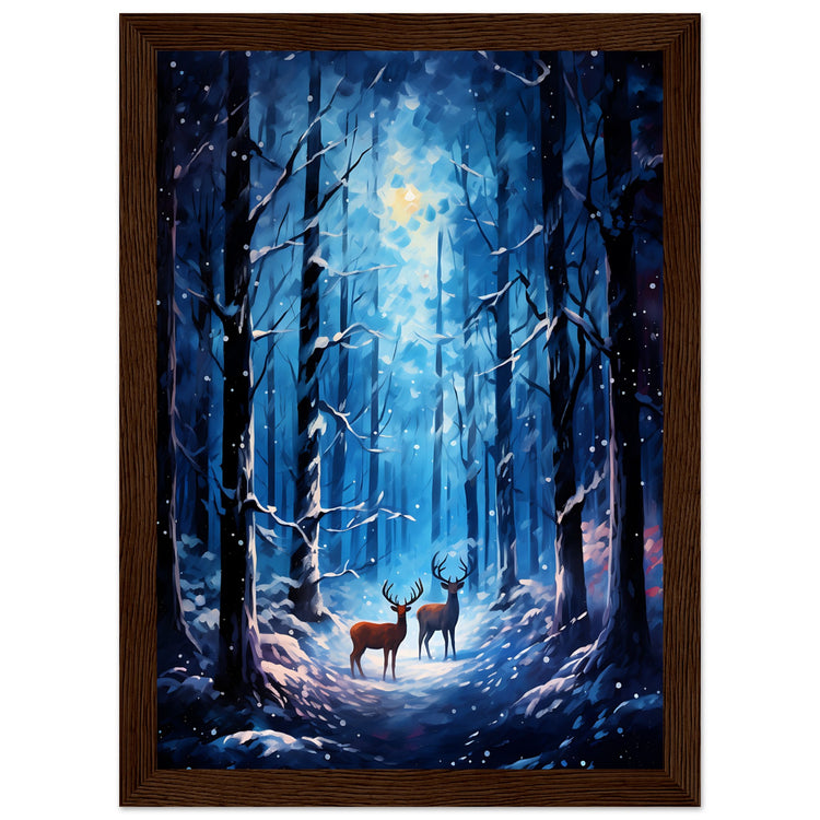 Enchanting snowy forest Premium Matte Paper Wooden Framed Poster