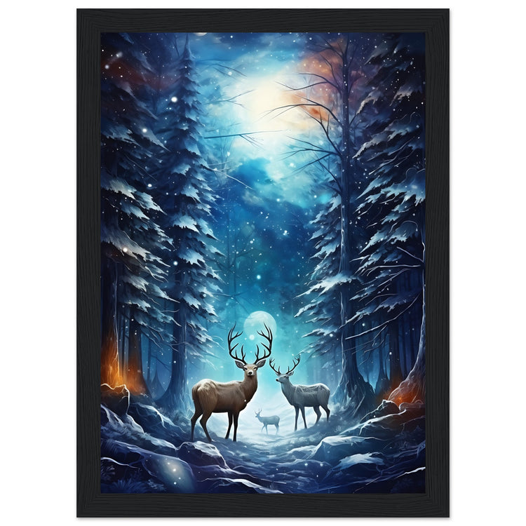 Enchanting snowy forest Premium Matte Paper Wooden Framed Poster