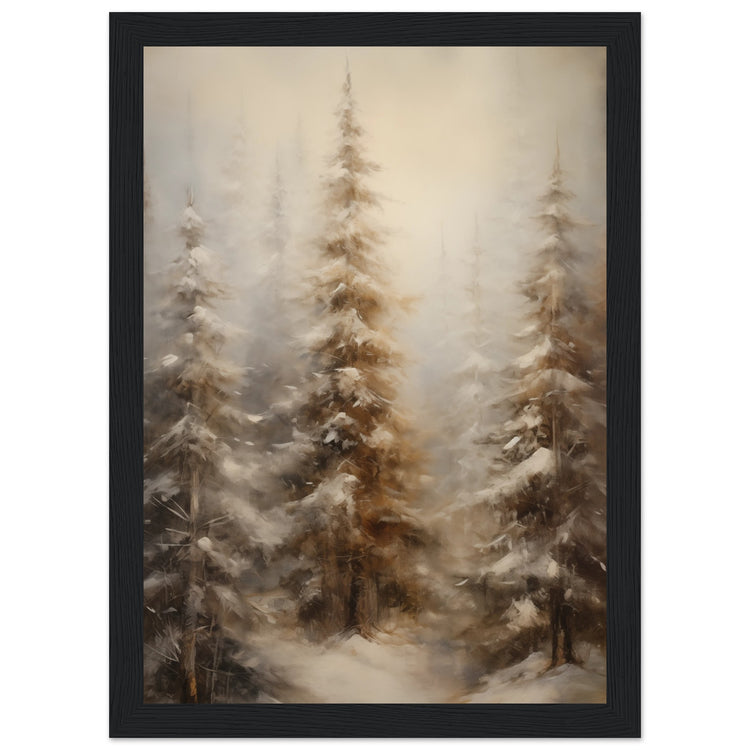 Vintage Winter Forest Premium Matte Paper Wooden Framed Poster