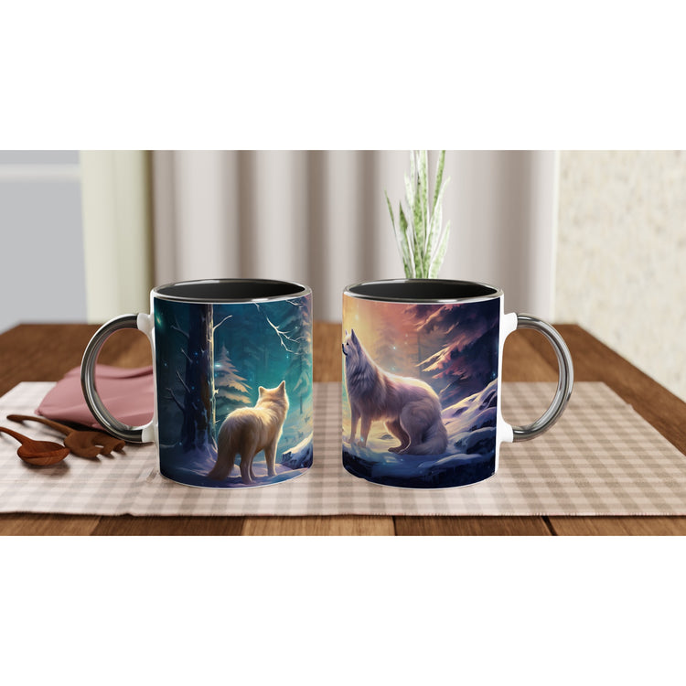 Enchanting Snowy Forest White 11oz Ceramic Mug with Color Inside