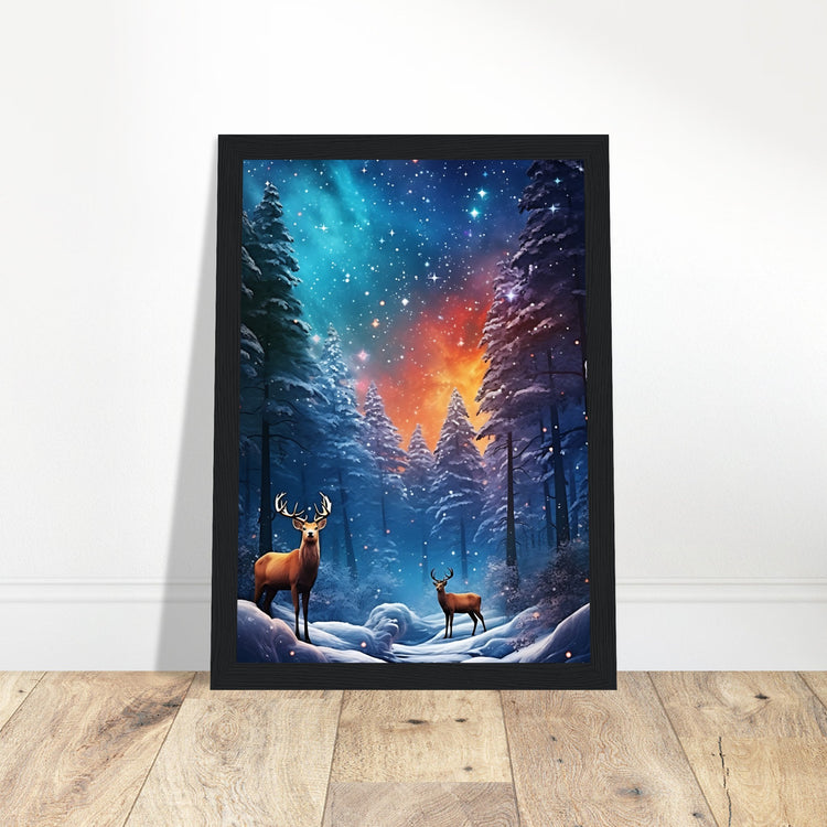 Enchanting snowy forest Premium Matte Paper Wooden Framed Poster