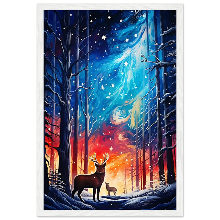 Enchanting snowy forest Premium Matte Paper Wooden Framed Poster