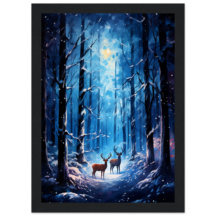 Enchanting snowy forest Premium Matte Paper Wooden Framed Poster