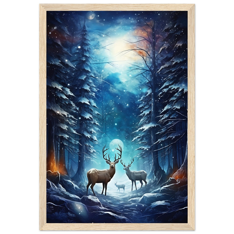 Enchanting snowy forest Premium Matte Paper Wooden Framed Poster