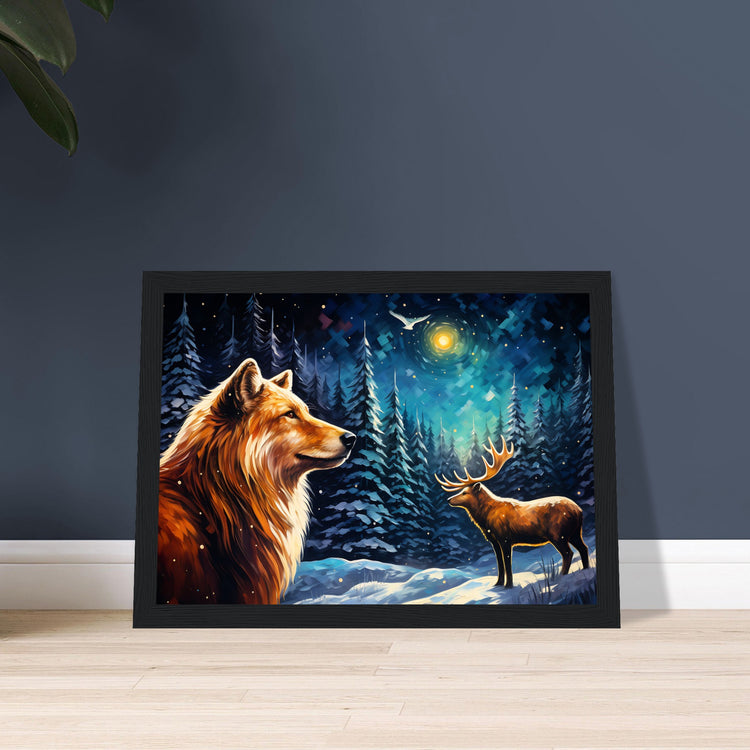 Enchanting Snowy Forest Premium Matte Paper Wooden Framed Poster