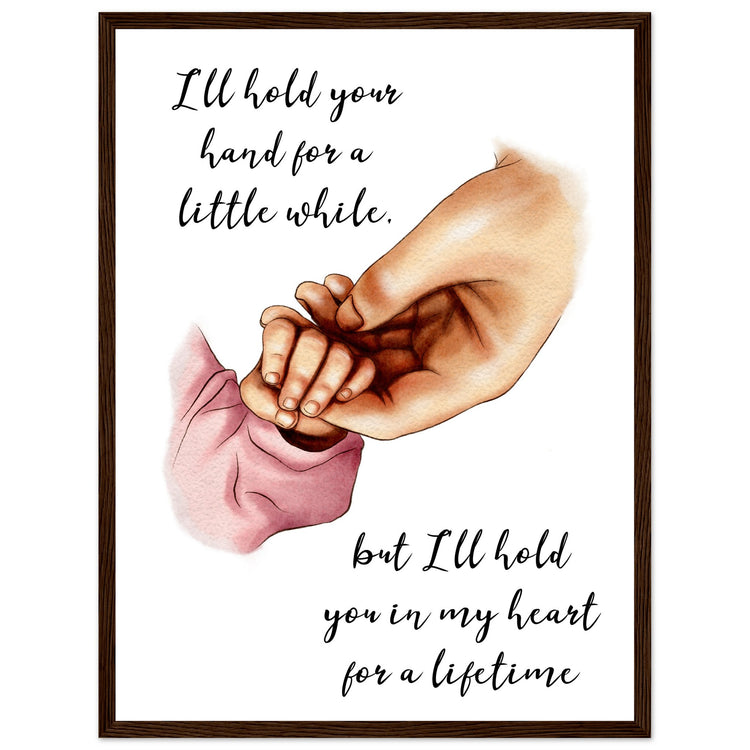 Mother baby hand Premium Matte Paper Wooden Framed Poster