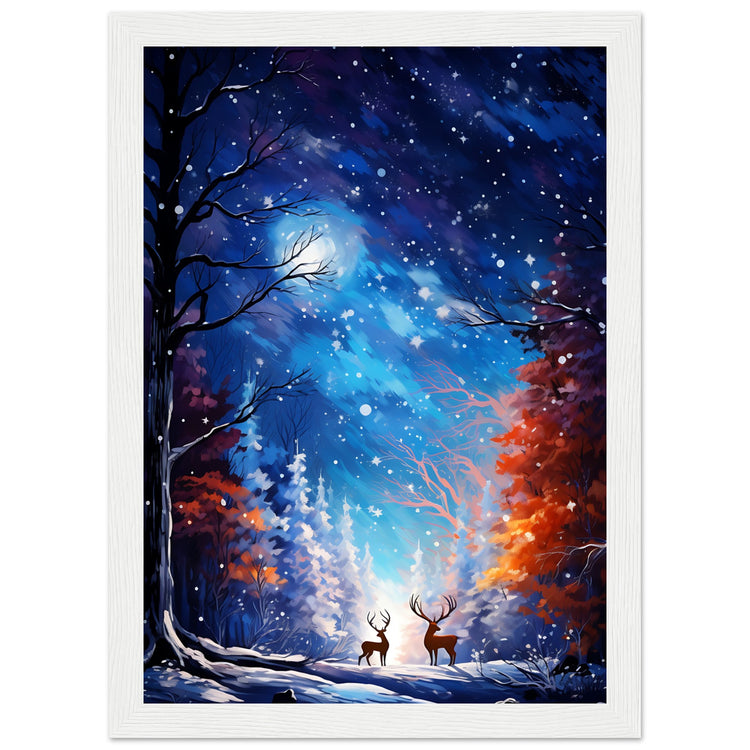 Enchanting snowy forest Premium Matte Paper Wooden Framed Poster